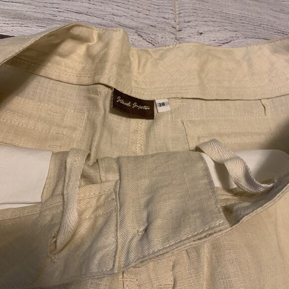 Island Importer Mens Size 38 Linen Maui Shorts Natural - Picture 7 of 9